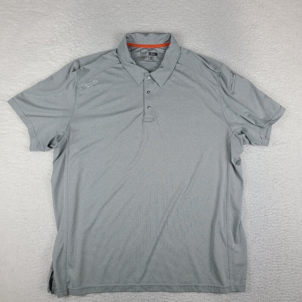 5.11 Tactical Polo Shirt Mens 2XL XXL Gray Solid Performance Short Sleeve
